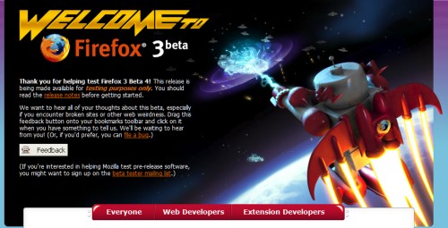 Firefox 3 Beta4 Welcome Page