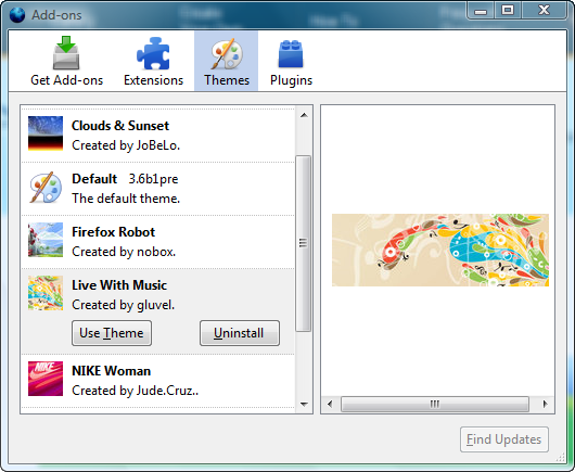 Personas in the Add-ons Manager Personas in the Add-ons Manager